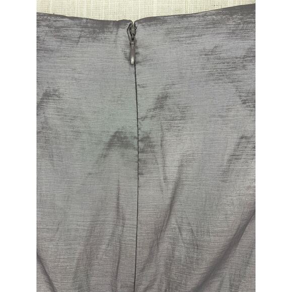 Adrianna Papell Cocktail Dress Size 10 Silver Gray Rosette Evening Sheath - Picture 8 of 13